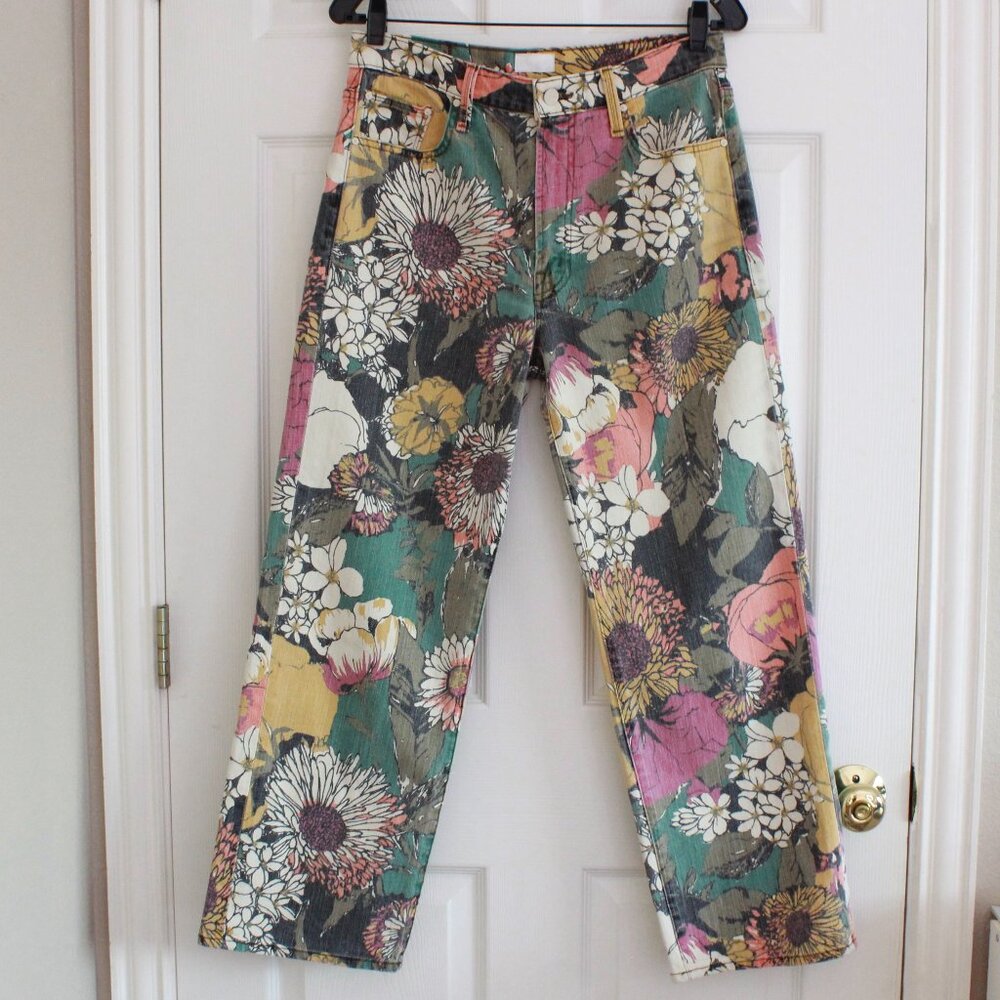 MOTHER The Rambler Build Me Up Buttercup High Rise Ankle Floral Jeans Sz 30 - Picture 2 of 16